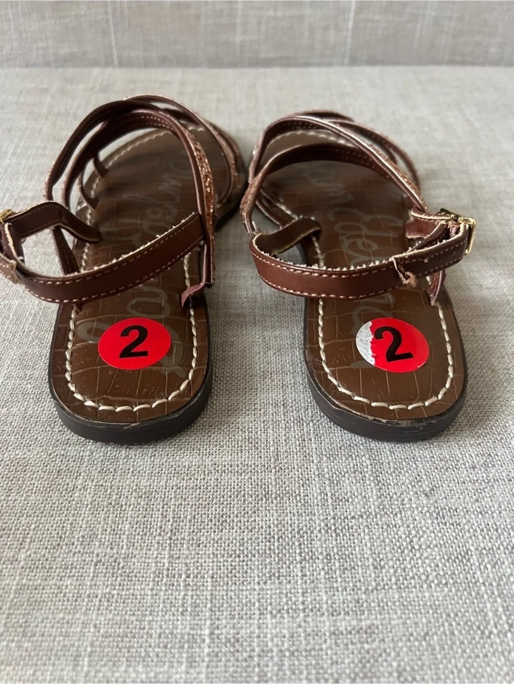 Sam Edelman Strappy Sandals,Girls 2, Brown/Rose Gold , casual dressy summer